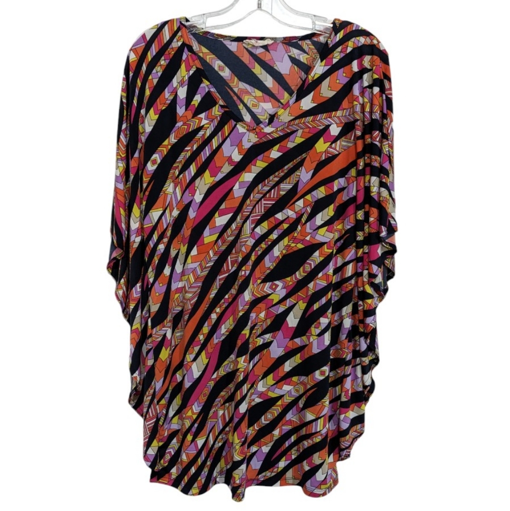 Trina Turk : Sheena Coverup Multicolor Striped Printed Caftan Size M